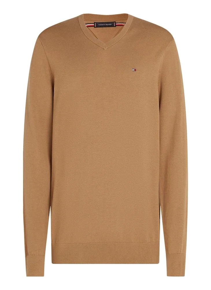 Tommy Hilfiger  Flag Embroidery V-Neck Jumper for Men | Best Price UAE
